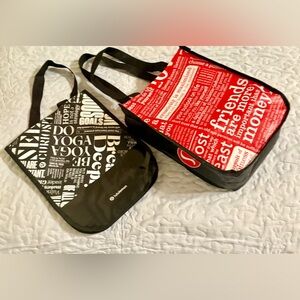 Lululemon reusable shopping tote bags made of laminated non-woven fabric.